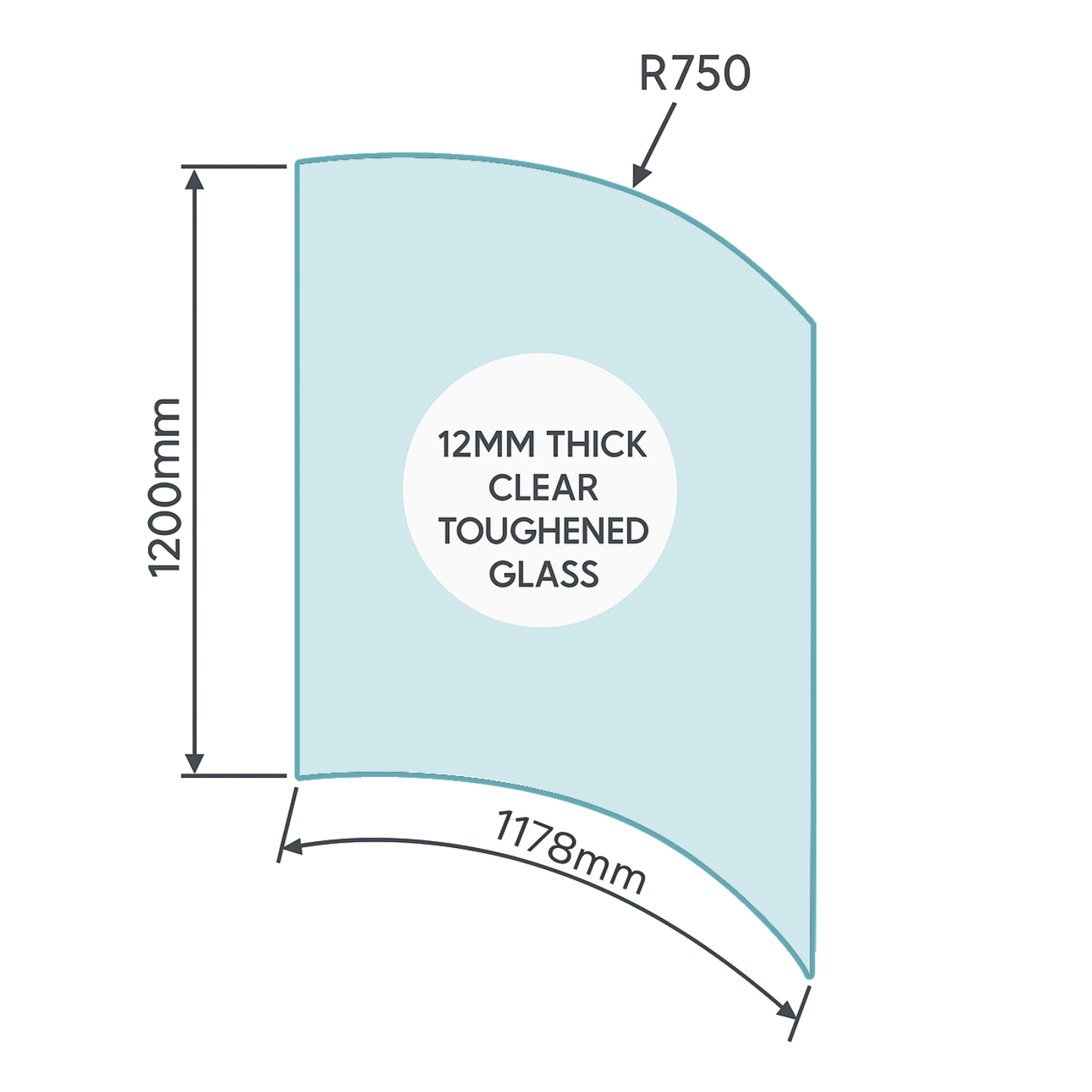 12mm Curved Glass Sheet