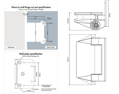 Polaris - 125 Series Soft Close Hinges (Wall to Gate)